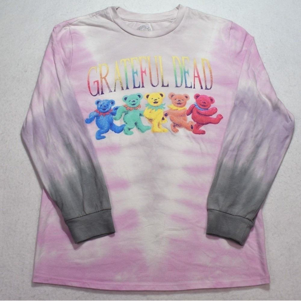 Grateful Dead Kids Pink Tie Dye Long Sleeve Graphic T-Shirt Dancing Bears L10/12